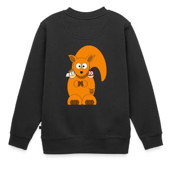 Écureuil avec noix d'ange et noix du diable - Sweat Premium enfant bio - noir - Dos - AI Model Kid Female (0cm)