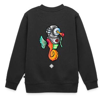 Hippo-Hoch - Kinder Premium Organic Sweatshirt - Schwarz - Hinten - AI Model Kid Female (0cm)
