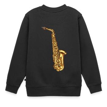 Saxophone Saxofon - Kinder Premium Organic Sweatshirt - Schwarz - Hinten - AI Model Kid Female (0cm)