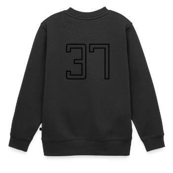Number 37 (University Style) - Kids Premium Organic Sweatshirt - black - Back - AI Model Kid Female (0cm)