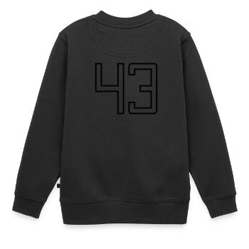 Number 43 (University Style) - Kids Premium Organic Sweatshirt - black - Back - AI Model Kid Female (0cm)