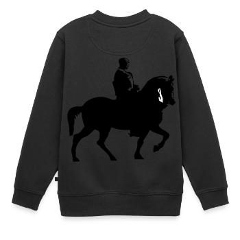 Pferd und Reiter | Ritter | Lanze Reiten Rüstung - Kinder Premium Organic Sweatshirt - Schwarz - Hinten - AI Model Kid Female (0cm)