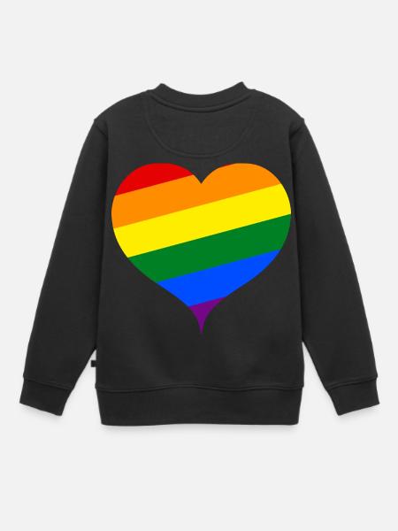 Das Regenbogen-Herz ;) - Kinder Premium Organic Sweatshirt - Schwarz
