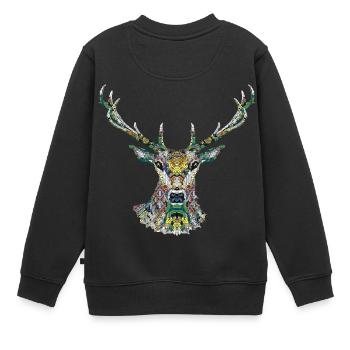 Hirsch - Kinder Premium Organic Sweatshirt - Schwarz - Hinten - AI Model Kid Female (0cm)