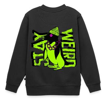 Stay Weird Gangster Pinguin - Kinder Premium Organic Sweatshirt - Schwarz - Hinten - AI Model Kid Female (0cm)