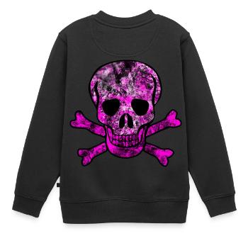 Crâne crâne et os croisés - Sweat Premium enfant bio - noir - Dos - AI Model Kid Female (0cm)