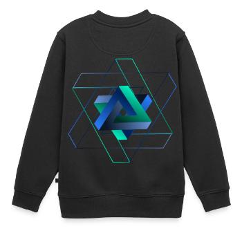 Illusion d'optique (triangle) - Sweat Premium enfant bio - noir - Dos - AI Model Kid Female (0cm)