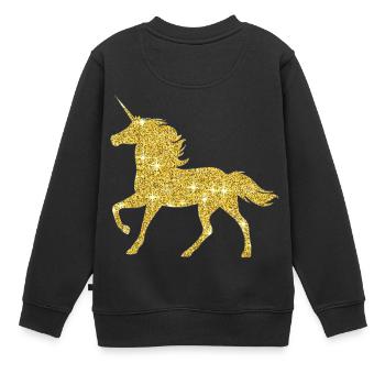 Golden Unicorn Goldenes Einhorn - Kinder Premium Organic Sweatshirt - Schwarz - Hinten - AI Model Kid Female (0cm)