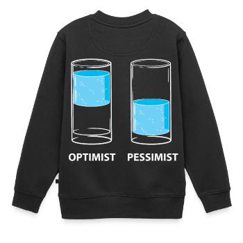 Optimist - Pessimist, Glas gefüllt - Kinder Premium Organic Sweatshirt - Schwarz - Hinten - AI Model Kid Female (0cm)