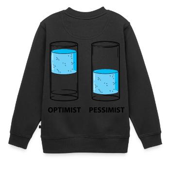 Optimist - Pessimist, Glas gefüllt - Kinder Premium Organic Sweatshirt - Schwarz - Hinten - AI Model Kid Female (0cm)