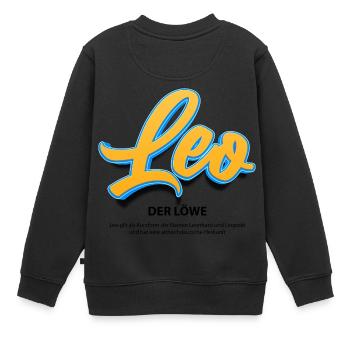 Leo in 3D mit Bedeutung - Kinder Premium Organic Sweatshirt - Schwarz - Hinten - AI Model Kid Female (0cm)