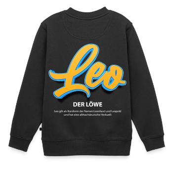 Leo in 3D mit Bedeutung - Kinder Premium Organic Sweatshirt - Schwarz - Hinten - AI Model Kid Female (0cm)