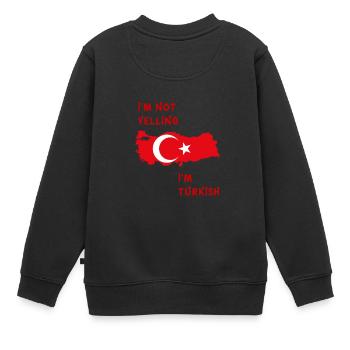 Je ne crie pas je suis turc - Sweat Premium enfant bio - noir - Dos - AI Model Kid Female (0cm)