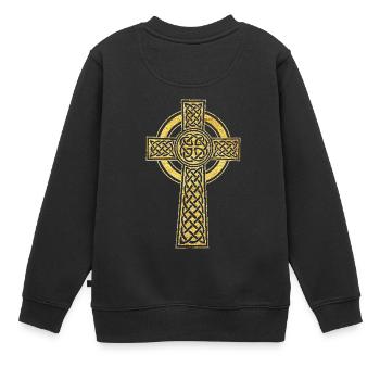 Croix Celtique symbole d’équilibre et de protection - Sweat Premium enfant bio - noir - Dos - AI Model Kid Female (0cm)