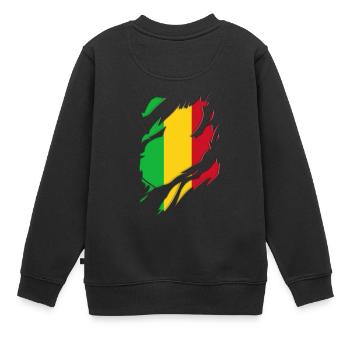Mali Flagge zerrissenes Motiv - Kinder Premium Organic Sweatshirt - Schwarz - Hinten - AI Model Kid Female (0cm)