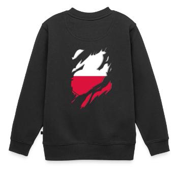 Polen Flagge zerrissenes Motiv - Kinder Premium Organic Sweatshirt - Schwarz - Hinten - AI Model Kid Female (0cm)