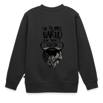 quote bearded man is worth two humor beard drol - Kids Premium Organic Sweatshirt - black - Back - AI Model Kid Female (0cm)