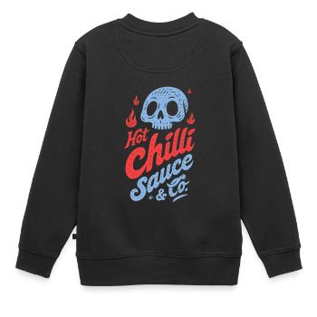 Blauer Totenkopf Chili-Sauce Design - Kinder Premium Organic Sweatshirt - Schwarz - Hinten - AI Model Kid Female (0cm)