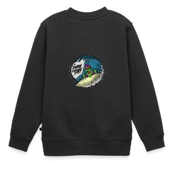 surfing surf skull the temple of surf - Kinder Premium Organic Sweatshirt - Schwarz - Hinten - AI Model Kid Female (0cm)