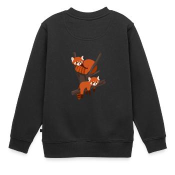 Panda rouge - Sweat Premium enfant bio - noir - Dos - AI Model Kid Female (0cm)