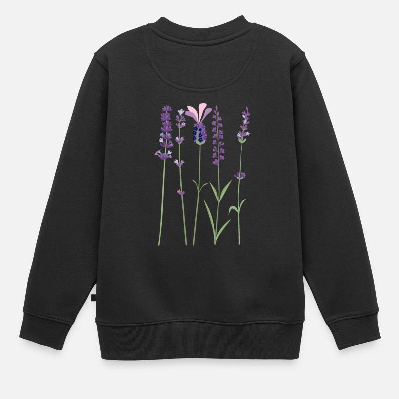 Lavendel Lila Violett Provence Lavender Botanic - Kinder Premium Organic Sweatshirt - Schwarz