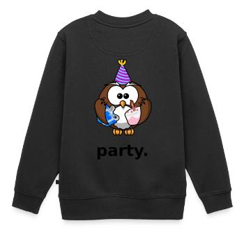 Party Eule - Kinder Premium Organic Sweatshirt - Schwarz - Hinten - AI Model Kid Female (0cm)
