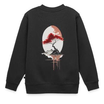 Île asiatique - Sweat Premium enfant bio - noir - Dos - AI Model Kid Female (0cm)