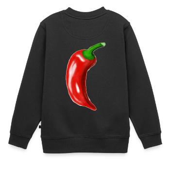 Chili Rouge Pepperoni Illustration 100000 Scoville - Sweat Premium enfant bio - noir - Dos - AI Model Kid Female (0cm)