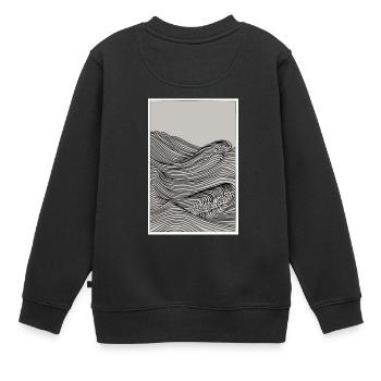 Wellen als Skizze - Kinder Premium Organic Sweatshirt - Schwarz - Hinten - AI Model Kid Female (0cm)
