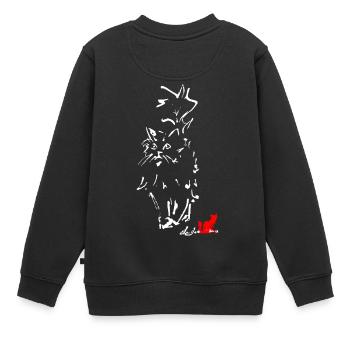 CAT CHEVEUX LONGS - Sweat Premium enfant bio - noir - Dos - AI Model Kid Female (0cm)