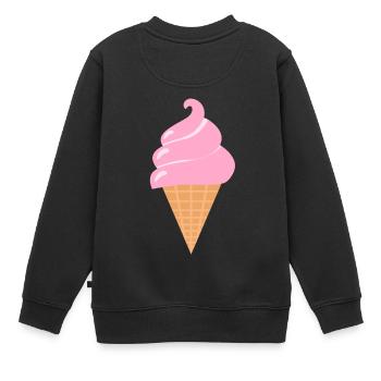 Softeis Eis - Rosa Sommer Eis - Kinder Premium Organic Sweatshirt - Schwarz - Hinten - AI Model Kid Female (0cm)