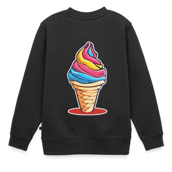 Eiscreme Regenbogen - Kinder Premium Organic Sweatshirt - Schwarz - Hinten - AI Model Kid Female (0cm)