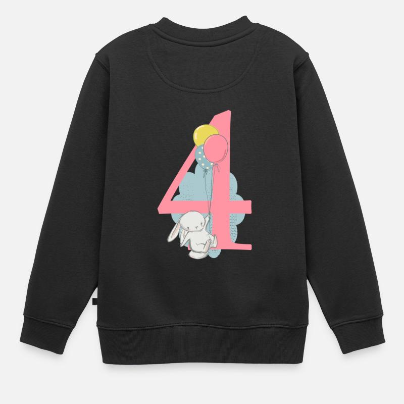 Numéro d'anniversaire 4 Hase - Sweat Premium enfant bio - noir