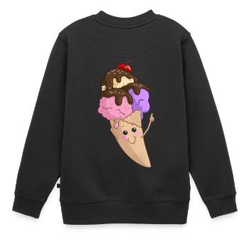 Eis in der Waffel - Kinder Premium Organic Sweatshirt - Schwarz - Hinten - AI Model Kid Female (0cm)