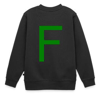 F gruen Buchstabe Alphabet - Kinder Premium Organic Sweatshirt - Schwarz - Hinten - AI Model Kid Female (0cm)