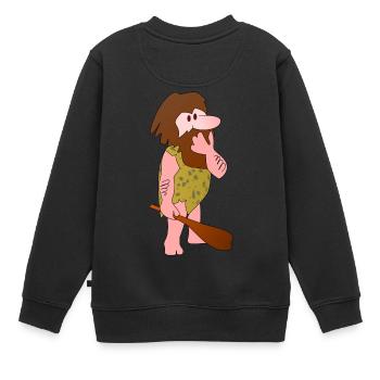 neandertaler hoehlenmensch caveman steinzeit11 - Kinder Premium Organic Sweatshirt - Schwarz - Hinten - AI Model Kid Female (0cm)