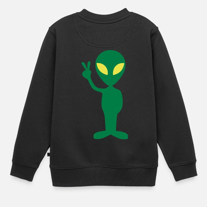 Alien Weltall Geschenkidee Außerirdisch Peace - Kinder Premium Organic Sweatshirt - Schwarz