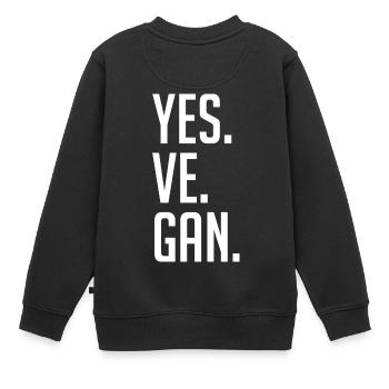 yes, vegan! - Kinder Premium Organic Sweatshirt - Schwarz - Hinten - AI Model Kid Female (0cm)