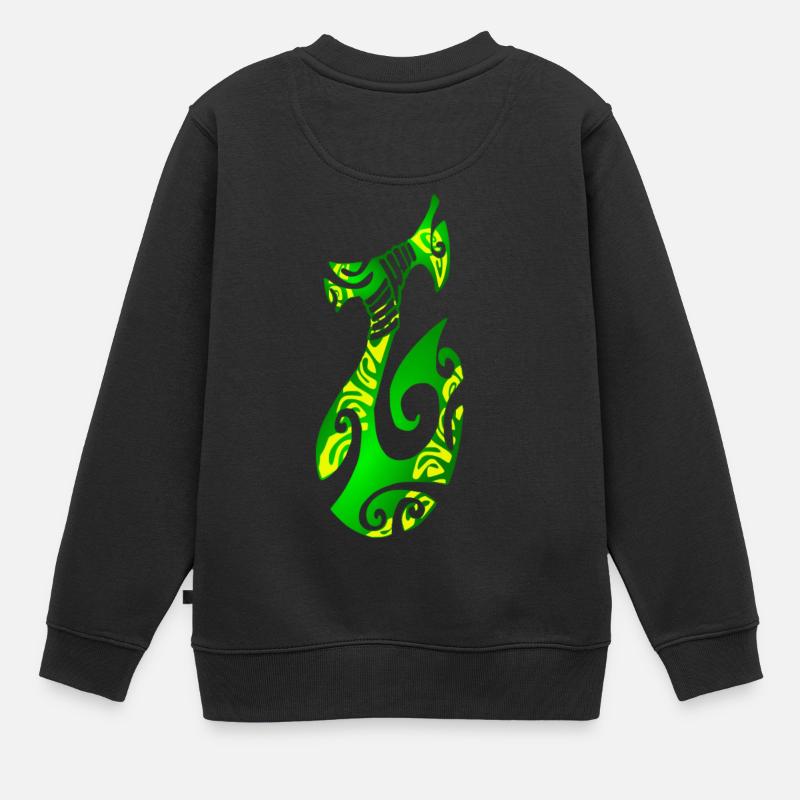 MATAU - Vert (hameçon polynésien) - Sweat Premium enfant bio - noir