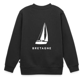 Segelboot Bretagne - Kinder Premium Organic Sweatshirt - Schwarz - Hinten - AI Model Kid Female (0cm)