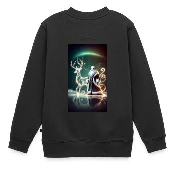 Reindeer with Santa Futuristic - Kids Premium Organic Sweatshirt - black - Back - AI Model Kid Female (0cm)
