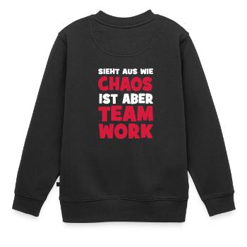 Teamwork - Kinder Premium Organic Sweatshirt - Schwarz - Hinten - AI Model Kid Female (0cm)