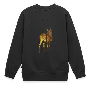 Reh - Kinder Premium Organic Sweatshirt - Schwarz - Hinten - AI Model Kid Female (0cm)