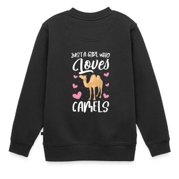 Just A Girl Who Loves Camels - Kinder Premium Organic Sweatshirt - Schwarz - Hinten - AI Model Kid Female (0cm)