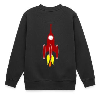 Rakete - Kinder Premium Organic Sweatshirt - Schwarz - Hinten - AI Model Kid Female (0cm)