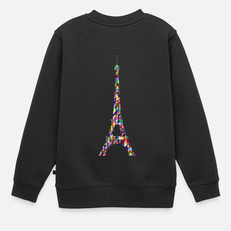 Arc-en-ciel de la Tour Eiffel - Sweat Premium enfant bio - noir