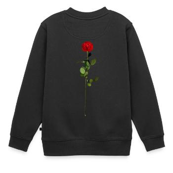 Rose avec tige - Sweat Premium enfant bio - noir - Dos - AI Model Kid Female (0cm)