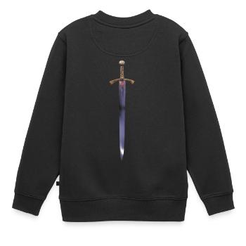 Schwert auf dem TShirt Rücken wie die Ritter - Kinder Premium Organic Sweatshirt - Schwarz - Hinten - AI Model Kid Female (0cm)