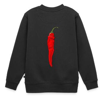 Chili Pepper Scharf Chilischote Paprika Spicy Food - Kinder Premium Organic Sweatshirt - Schwarz - Hinten - AI Model Kid Female (0cm)