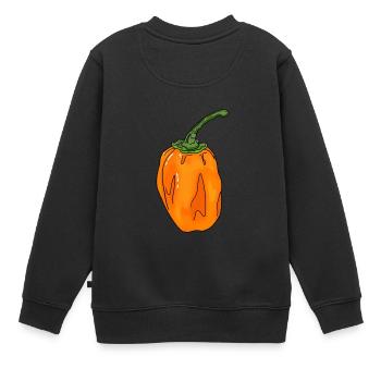 Chili Pepper Chilischote Habanero Essen Scharf - Kinder Premium Organic Sweatshirt - Schwarz - Hinten - AI Model Kid Female (0cm)